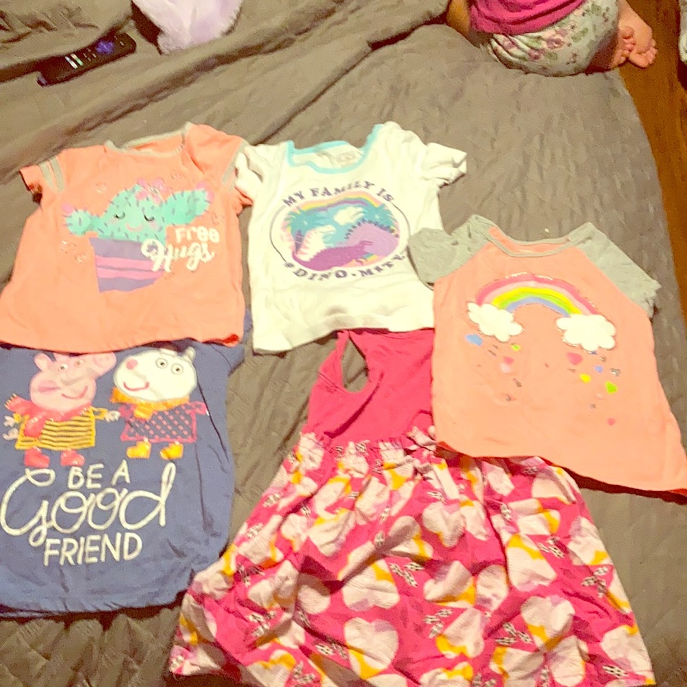 4 tshirts and a dresss toddler 2t and 3t